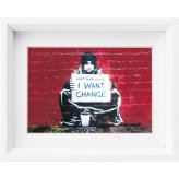 アートフレーム バンクシー アイワントチェンジ Sサイズ BK-01601  Banksy 絵画 ストリート 壁画 ステンシルアート