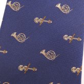 【富士桜工房】楽器・ダークネイビー・富士桜工房・日本製シルクジャカードの和風ネクタイ