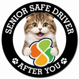 カーサイン 高齢者マーク SENIOR SAFE DRIVER ハイランドフォールド マグネット 強力 直径13cm 肉球 日本製 車 ステッカー