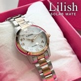 国内正規品 Lilish リリッシュ ソーラー腕時計 レディース 小ぶり かわいい ソーラー 時計 おしゃれ シルバー×ピンクゴールド 学生 入学 卒業 就職祝い プレゼント 10代 20代 女性 記念日 ギフト 成人 卒業 入学