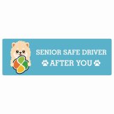 カーサイン 高齢者マーク SENIOR SAFE DRIVER ポメラニアン ステッカー シール 長方形 20x6.7cm 肉球 日本製 車