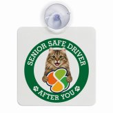 カーサイン 高齢者マーク SENIOR SAFE DRIVER アメリカンカール 車内用 吸盤タイプ 収れん火災防止タイプ 肉球 日本製 車 ステッカー