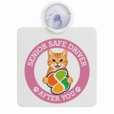 カーサイン 高齢者マーク SENIOR SAFE DRIVER 茶トラ 車内用 吸盤タイプ 収れん火災防止タイプ 肉球 日本製 車 ステッカー