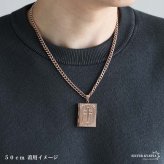 ステンレス ロケットネックレス HIPHOP 喜平チェーンネックレス ロケットペンダント クロスネックレス 写真 記念 思い出 50cm 60cm ピンク 十字架 6面カット メンズ 男性 金属アレルギー対応