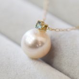 ［pearl607］8mm - 8.5mm ホワイトピンク ペンダント ネックレス 11月 誕生石 ブルートパーズ あこや真珠