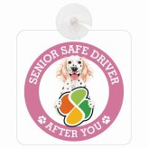 カーサイン 高齢者マーク SENIOR SAFE DRIVER イングリッシュセター 車内用 吸盤タイプ 収れん火災防止タイプ 肉球 日本製 車 ステッカー
