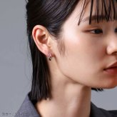 ライオンハート ディストーション フープピアス サージカルステンレス シルバー ライトブラック 黒 金属アレルギー対応 片耳用 1点売り メンズ ブランド
