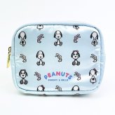スヌーピー ＆ベル サテンミニポーチ ライトブルー SNOOPY