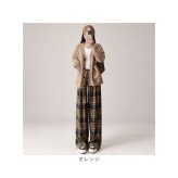 イージーパンツ レディース 通販 ワイドパンツ ワイドストレート ウエストゴム リラックスパンツ チェック柄 ワンマイルウェア ルームウェア ロングパンツ ストレートパンツ ゆったり 体型カバー 薄手 紐調節 秋冬 春秋 大人カジュアル レディースボトムス