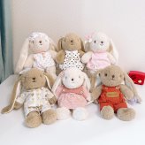 27CM うさぎ ぬいぐるみ ロングイヤー 着せ替え風 6種類 ドレス パジャマ オーバーオール ふわふわ アニマル 人形 かわいい インテリア おもちゃ 子供 女の子 誕生日 プレゼント ギフト