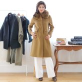 カシミヤ コート レディース ファー 襟付き フォックス カシミヤ100％ 着丈95cm ロング 秋 冬 キャメル ブラック 7号 9号 11号 13号 カシミヤコート フォーマル 大きい 20代 30代 40代 50代 アウター ギフト プレゼント 6F (6009r)