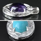 ハワイアンジュエリー ネックレス シルバー ネックレス 刻印 無料 誕生石入れ可 カラーストーン ロジウムコーティング シルバー925 ギフトラッピング可能 チェーン 長さ選べる プレゼント ハロウィン 【品番：CG-SP-301-1】