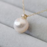 ［pearl600］ 8mm - 8.5mm ホワイトピンク ペンダント ネックレス 4月 誕生石 ダイヤモンド あこや真珠