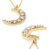 ゴールド ネックレス K18 18金 ネックレス ダイヤモンド 0.10ct ゴールド ネックレス チェーン 三日月 クレッセントムーン 選べる3色 イエロー ピンク ホワイト シンプル 華奢 上品 彼女 妻 女性 レディース 誕生日 プレゼント ハロウィン 【品番：CG-TI-503】