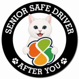 カーサイン 高齢者マーク SENIOR SAFE DRIVER 白 マグネット 強力 直径13cm 肉球 日本製 車 ステッカー