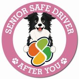 カーサイン 高齢者マーク SENIOR SAFE DRIVER ボーダーコリー マグネット 強力 直径13cm 肉球 日本製 車 ステッカー