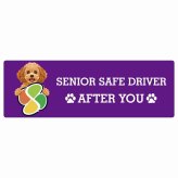 カーサイン 高齢者マーク SENIOR SAFE DRIVER キャバプー ステッカー シール 長方形 20x6.7cm 肉球 日本製 車