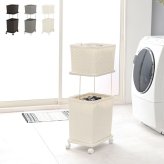 ラック ランドリー 2段 幅30cm カゴ 洗濯かご 4個つき 洗濯機 収納 おしゃれ スリム 縦型 洗濯機収納 ランドリー収納 ホワイト グレー 収納棚 洗濯物 洗面所 脱衣所 新生活