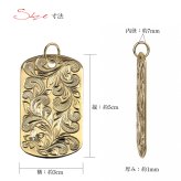 ハワイアン彫り ドッグタグ 刻印無料 ペンダントトップ 真鍮 キーホルダー ネックレス チェーン ミリタリー メンズ レディース 誕生日 プレゼント ハロウィン 【品番：TAG-BR】