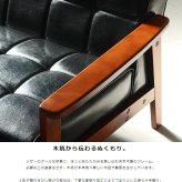 ソファ 座椅子 ー 2人掛け おしゃれ 合皮 レザー 二人掛け 肘付き 木肘 ヴィンテージ 北欧 ブラック 黒 レトロ モダン コンパクト 一人暮らし 応接室 iw-72-2p