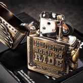 ZIPPO ライター ハーレー ダビッドソン ジッポ アンティークシルバー＆ゴールド 金銀 古美仕上げ 3面メタル イーグル 日本国内限定モデル かっこいい ギフト ジッポー