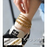 ステンレス チェーンアンクレット フィガロチェーンアンクレット ゴールド シルバー 18KGP シンプルアンクレット 足輪 足首 金属アレルギー対応