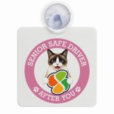 カーサイン 高齢者マーク SENIOR SAFE DRIVER スノーシュー 車内用 吸盤タイプ 収れん火災防止タイプ 肉球 日本製 車 ステッカー