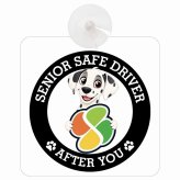 カーサイン 高齢者マーク SENIOR SAFE DRIVER ダルメシアン 車内用 吸盤タイプ 収れん火災防止タイプ 肉球 日本製 車 ステッカー