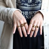ステンレス タイガーアイリング 7タイプ 18KGP ゴールド gold ボヘミアン 虎目石 オープンリング フリーサイズ レディース 女性 指輪 金属アレルギー対応