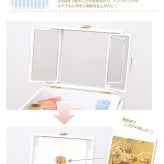 テーブル 大人可愛い コスメボックス 化粧ボックス メイクボックス 完成品 コンパクト かわいい おしゃれ ミラー付 三面鏡 ミニドレッサー ジュエリーボックス 卓上 化粧入れ バニティケース ミニ 姫系 女の子 1人暮らし