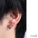 シルバー925 ニュアンスピアス フープピアス パープル 歪み 不規則 エナメル かっこいい シンプル 紫 片耳 メンズ 男性 金属アレルギー対応 イヤリング