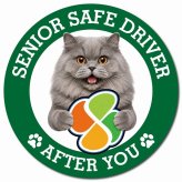 カーサイン 高齢者マーク SENIOR SAFE DRIVER ブリティッシュロングヘア マグネット 強力 直径13cm 肉球 日本製 車 ステッカー