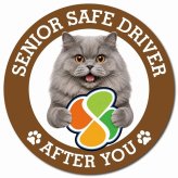 カーサイン 高齢者マーク SENIOR SAFE DRIVER ブリティッシュロングヘア マグネット 強力 直径13cm 肉球 日本製 車 ステッカー