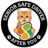 カーサイン 高齢者マーク SENIOR SAFE DRIVER 茶トラ マグネット 強力 直径13cm 肉球 日本製 車 ステッカー