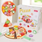 木製 おもちゃ おままごと ピザ セット 切れる 食材 ピザカッター ごっこ遊び キッチン 料理遊び 組み合わせ 指先遊び 子供 知育おもちゃ 男の子 女の子 6歳 誕生日 プレゼント ギフト 入園祝い