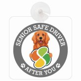 カーサイン 高齢者マーク SENIOR SAFE DRIVER アイリッシュセター 車内用 吸盤タイプ 収れん火災防止タイプ 肉球 日本製 車 ステッカー