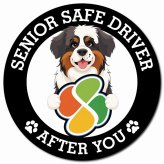 カーサイン 高齢者マーク SENIOR SAFE DRIVER セントバーナード マグネット 強力 直径13cm 肉球 日本製 車 ステッカー