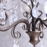 照明 ライト シャンデリア LED電球付き 6灯 茶 ブラウン 簡単取り付け アンティーク シーリング付き オールドブリテン お手軽 天井 エレガント シック おしゃれ 6畳 ダイニング リビング ヨーロピアン か 新築祝い 引越し祝い