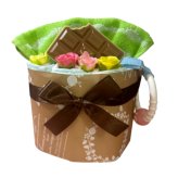 おむつケーキ 安い 出産祝い チョコ カフェ風 ナチュラル 可愛い 女の子 男の子 プチギフト オムツケーキ 出産祝 贈り物 プチプライス お手軽 歯固め
