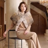 ファー ストール レディース リンクス 毛皮 秋冬 スヌード 本物 リアルファー 母 女性 ギフト プレゼント 7F (104074r)