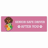 カーサイン 高齢者マーク SENIOR SAFE DRIVER ミニチュアダックスフンド ステッカー シール 長方形 20x6.7cm 肉球 日本製 車