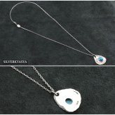 シルバー925 唐草ネックレス ターコイズ ネイティブ タタキ 叩き ペンダント