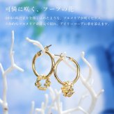 ハワイアンジュエリー ピアス 金属アレルギー対応 純チタンポスト シルバー925 イエロー プルメリア チャーム フープピアス クロッシングピアス 20G(ゲージ) 幅20mm レディース 誕生日 プレゼント ハロウィン 【品番：HE-SP56907】