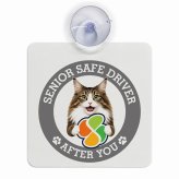カーサイン 高齢者マーク SENIOR SAFE DRIVER ノルウェージャンフォレストキャット 車内用 吸盤タイプ 収れん火災防止タイプ 肉球 日本製 車 ステッカー