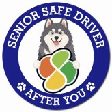 カーサイン 高齢者マーク SENIOR SAFE DRIVER アラスカンマラミュート マグネット 強力 直径13cm 肉球 日本製 車 ステッカー