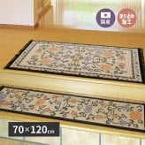 ラグ カーペット 国産 い草 玄関マット イデア 約70×120cm 裏貼り 滑り止め加工 インテリアマット 花柄