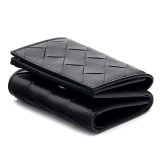 選べる3色 ボッテガヴェネタ BOTTEGA VENETA 三つ折り財布 レディース メンズ イントレチャート タイニー ミニ財布 本革 小銭入れ付き ブラック グリーン ベージュ 666944 V3UH2