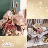 クリスマス スワッグ リース シャビーシック くすみカラー 造花 アーティフィシャルフラワー ポインセチア ボルドー ピンク アンティーク ゴールド インテリア 壁飾り 玄関 ドア リビング 店舗 ディスプレイ サロン オーナメント 冬 プレゼント ギフト 贈り物 新築祝い お祝い 引っ越し祝い 彼女 妻 友達 おしゃれ ゴージャス 豪華 リボン ルルズ Lulu＊s 0874