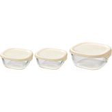 ＨＡＲＩＯ ハリオ 耐熱ガラス製保存容器３個セット [26-0299-058] ＫＳＴ ２０１２ ＯＷ プレミアムギフト 贈り物 お祝い 本体＝耐熱ガラス、蓋＝ポリプロピレン 日本製 内祝い 出産内祝い 結婚内祝い 快気祝い 新築祝い お返し 贈り物 プレゼント ギ