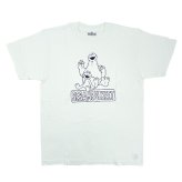 セサミストリート エルモ×クッキーモンスター ユニセックスTシャツ(S) フロッキー ホワイト アパレル